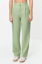 Trendyolmilla Mint Straight/Düz Kesim Pileli Dokuma Kumaş Pantolon TWOSS21PL0155