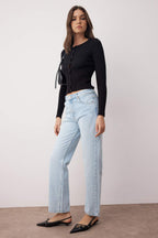 Trendyolmilla Gri Yüksek Bel Boru Paça Yeni Straight Jeans TWOAW26JE00060
