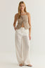 Trendyolmilla Bej Yumuşak Tuşeli Wide Leg/Geniş Paça Dokuma Pantolon TWOSS25PL00004