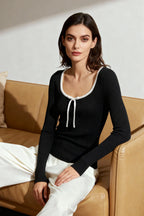 Trendyolmilla Bordo Merserize Görünümlü Premium İplik/Özel İplik Kurdele/Fiyonk Detaylı Triko Kazak TWOAW25KZ00207