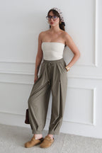 Trendyolmilla Haki Şalvar Kalıp Beli Lastikli Dokuma Pantolon TWOAW26PL00156