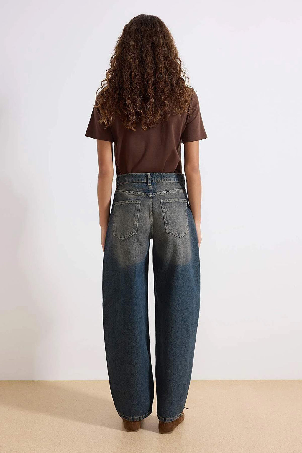 More Sustainable Koyu Mavi Normal Bel Loose Baggy %100 Pamuk Non-Stretch Jeans TWOAW25JE00140