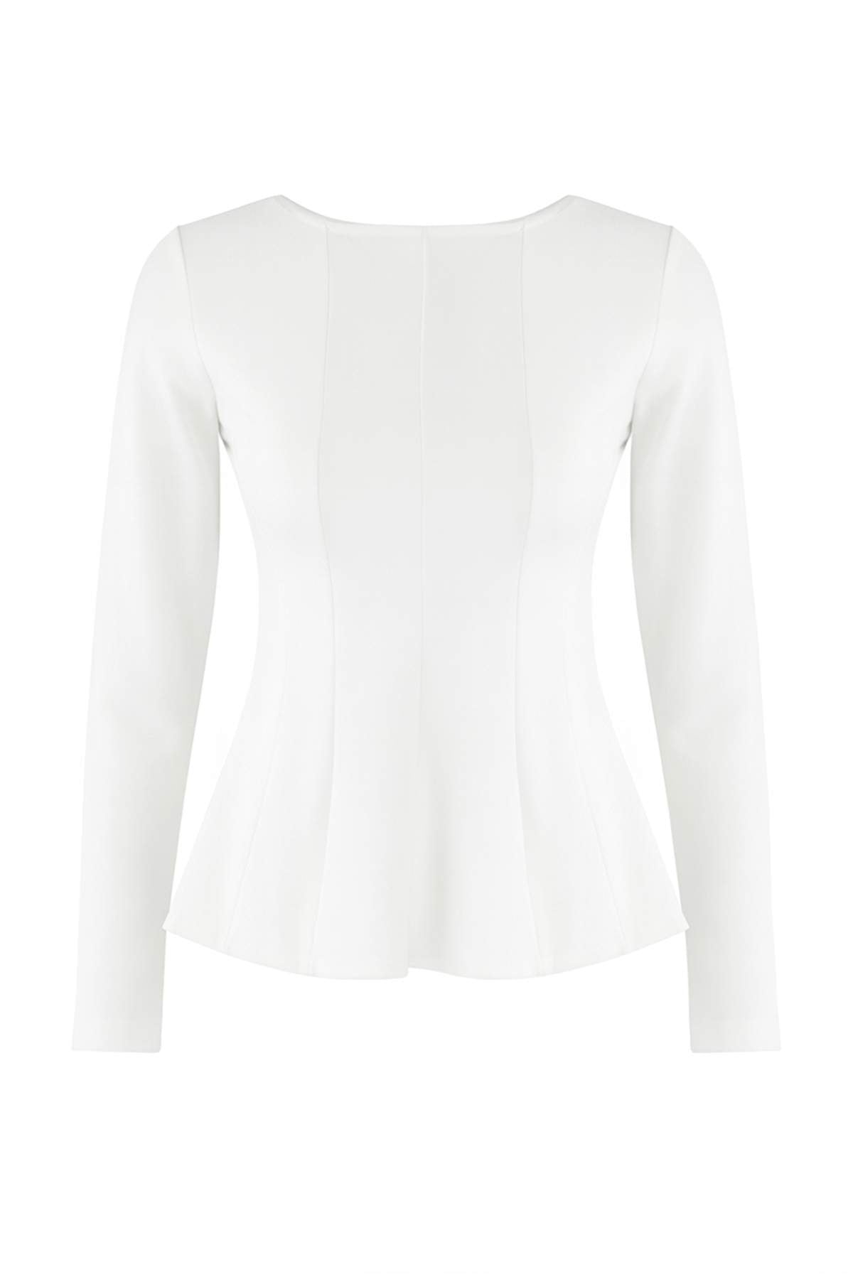 Trendyolmilla Siyah Kayık Yaka Peplum/Belden Oturmalı Regular Boy Örme Bluz TWOAW26BZ00166