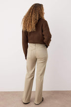 Trendyolmilla Çok Renkli Leopar Desenli Kahverengi Yüksek Bel Orta Esnek Wide Leg Jeans TWOAW25JE00309