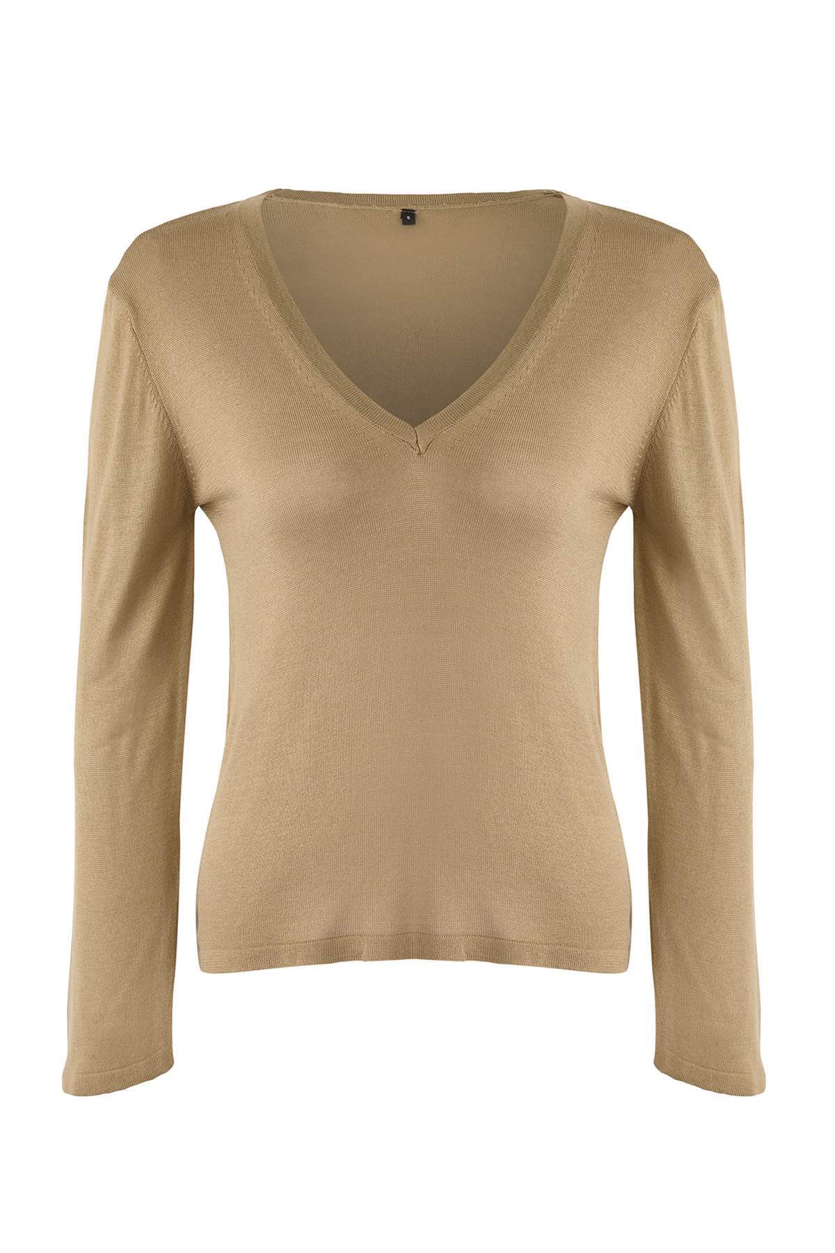 Trendyolmilla Antrasit  V Yaka Basic Triko Kazak TWOAW26KZ00101