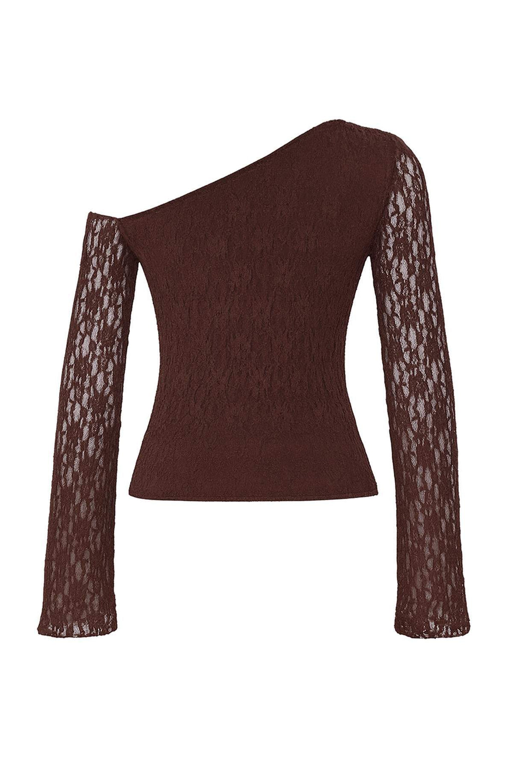 Trendyolmilla Ekru Dantel Asimetrik Yaka Fitted/Vücuda Oturan Örme Bluz TWOAW26BZ00036