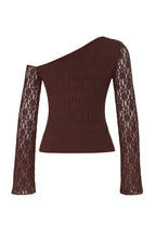 Trendyolmilla Ekru Dantel Asimetrik Yaka Fitted/Vücuda Oturan Örme Bluz TWOAW26BZ00036