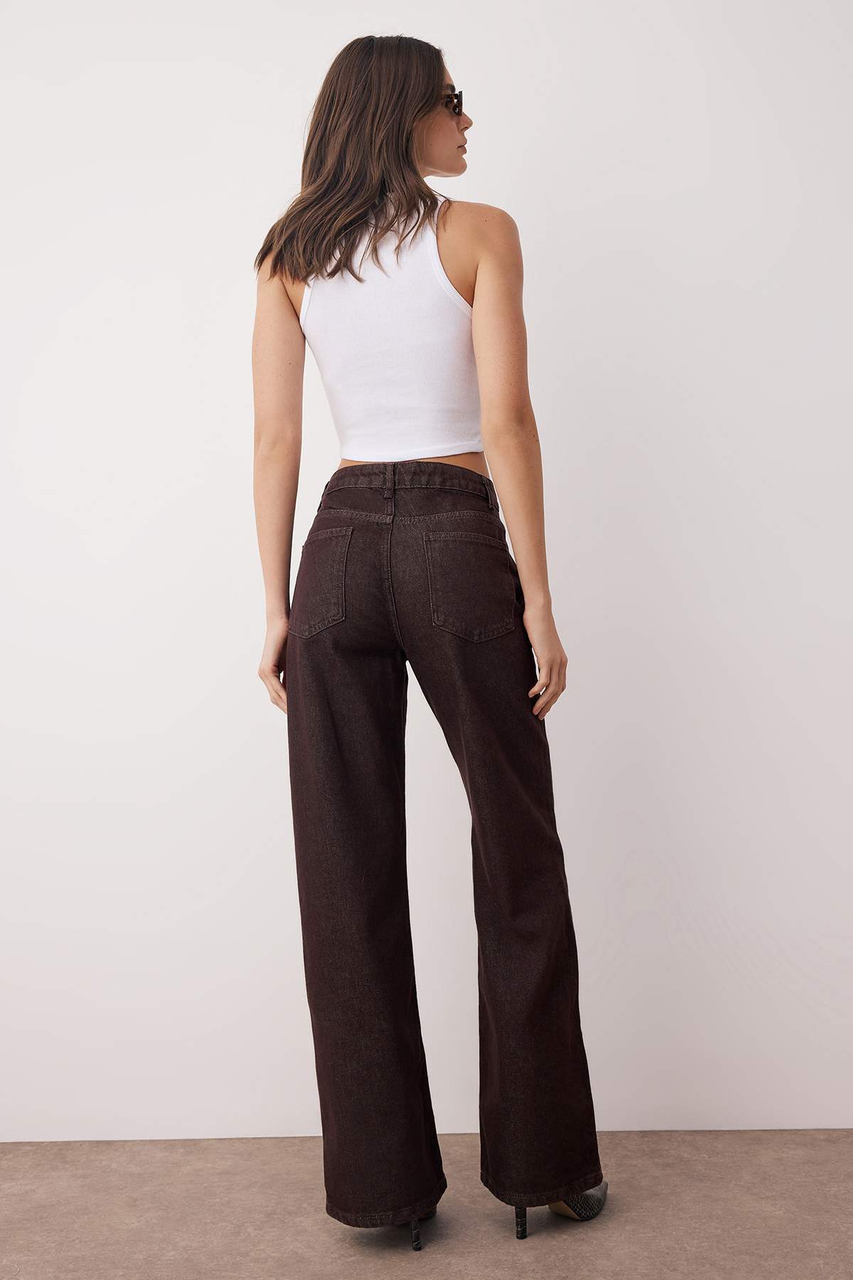 Trendyolmilla Koyu Mavi Yüksek Bel Geniş Paça Wide Leg Jeans TWOAW26JE00119