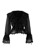 Trendyolmilla Siyah Dantel Detaylı Fırfırlı Dokuma Party Bluz TPRAW26BZ00015