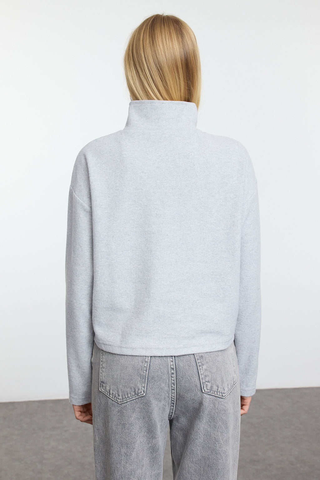 Lacivert-Gri 2'Li Paket Selanik Regular/Normal Kalıp Fermuarlı Yaka Örme Sweatshirt TWOAW25SW00120