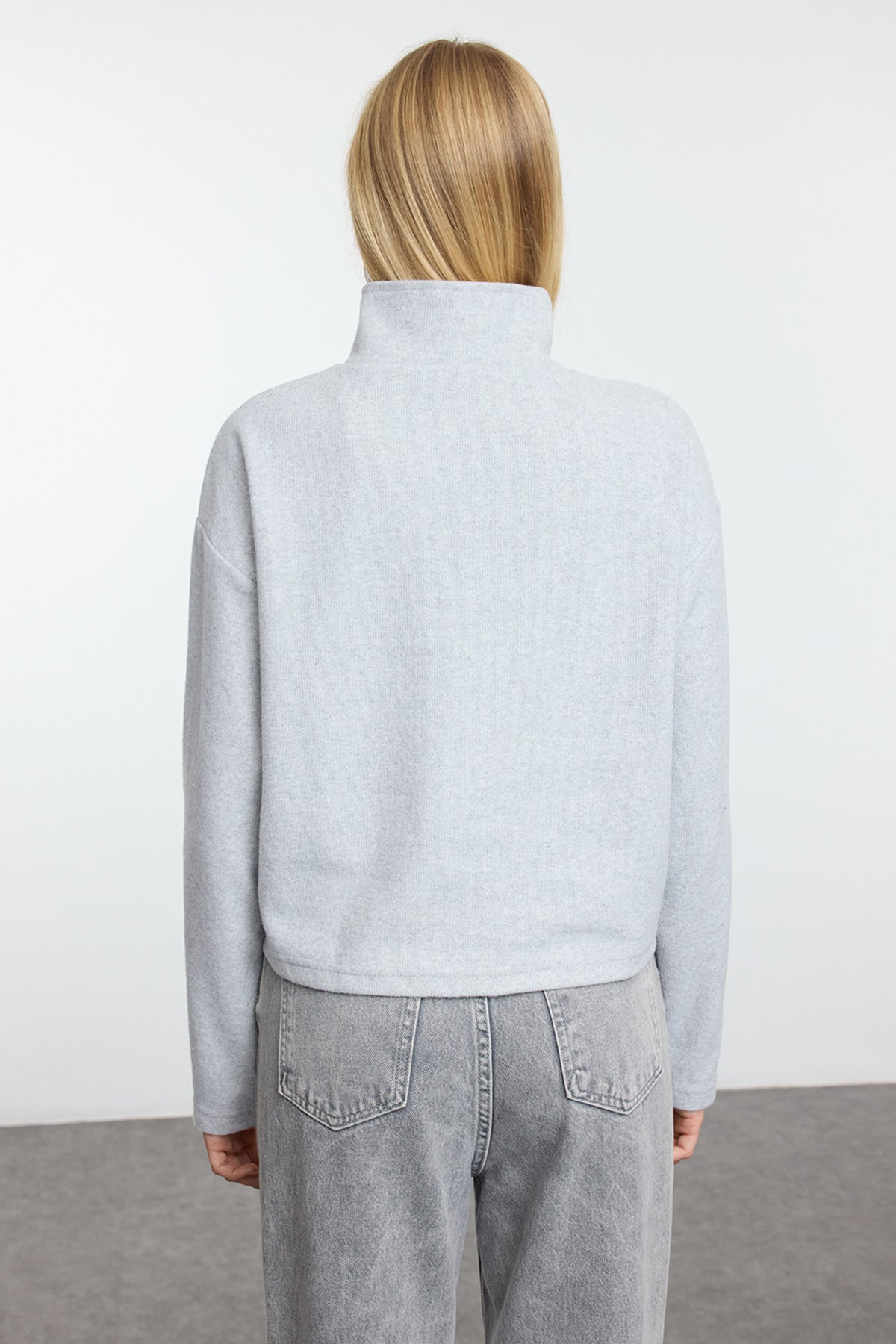 Lacivert-Gri 2'Li Paket Selanik Regular/Normal Kalıp Fermuarlı Yaka Örme Sweatshirt TWOAW25SW00120