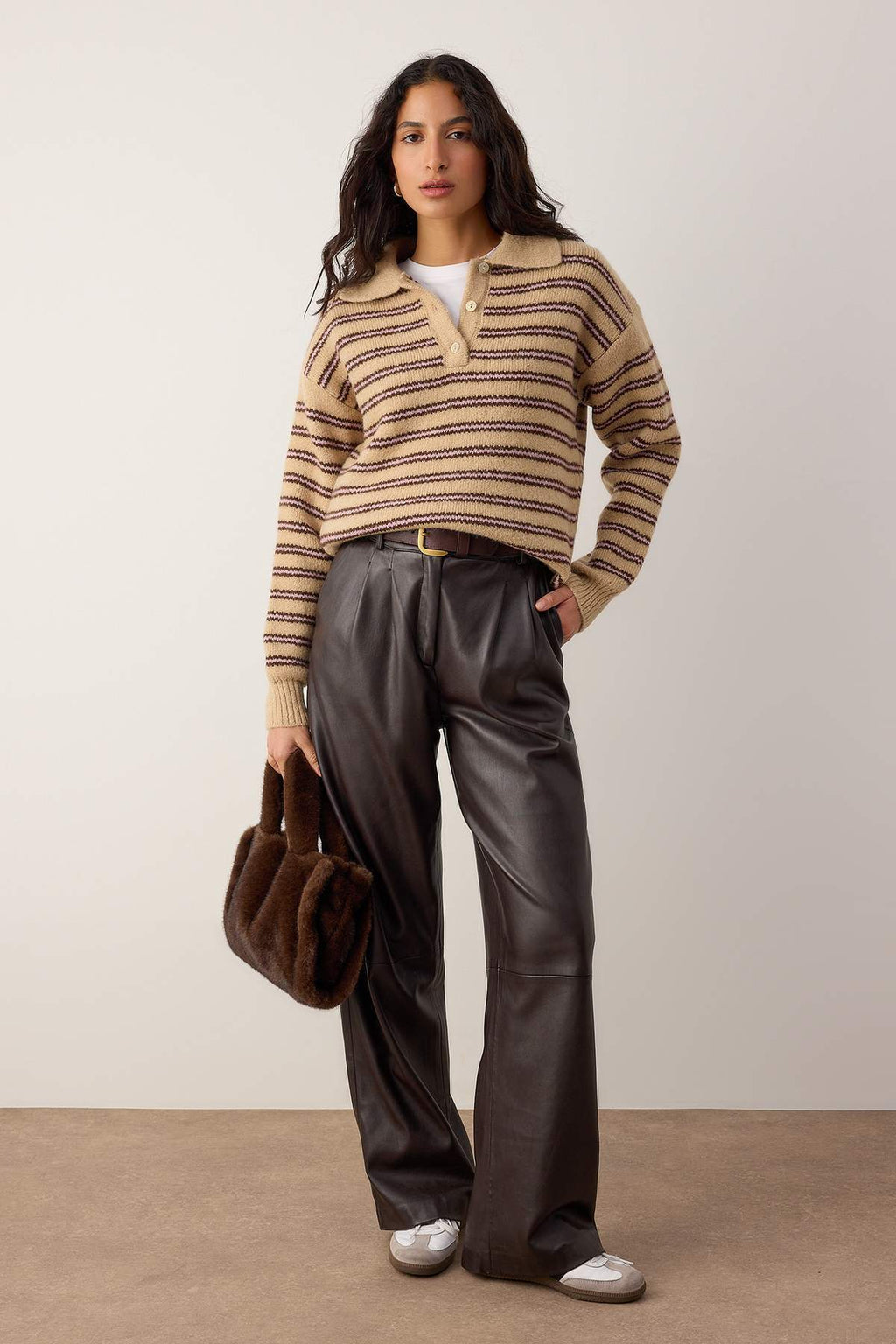 Trendyolmilla Wardrobe Essentials Camel*001 Basic Geniş Kalıp Özel İplikli Triko Kazak | TWOAW26KZ00072