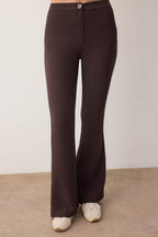 Trendyolmilla Siyah Flare İspanyol Paça Bootcut Dokuma Pantolon TOFAW19BB0581