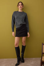 Trendyolmilla Açık Gri Yumuşak Dokulu Çiçek Desenli Triko Kazak TWOAW26KZ00110