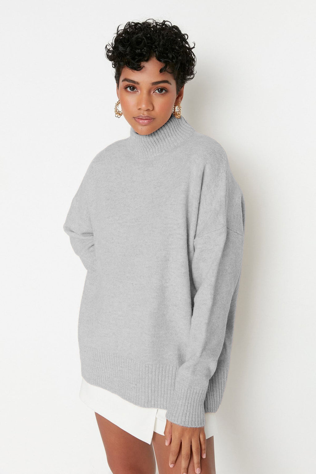 Trendyolmilla Taş Geniş Kalıp Yumuşak Dokulu Triko Kazak TWOAW23KZ00469