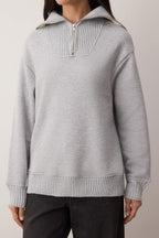 Gri Triko Garnili Düz Relaxed/Rahat Kalıp Örme Sweatshirt TWOAW26SW00234