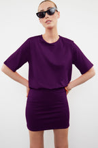 Trendyolmilla Mor Düz Yumuşak Kumaşlı Fitted/Vücuda Oturan Kısa Kollu Esnek  Örme Elbise TWOSS24EL00756