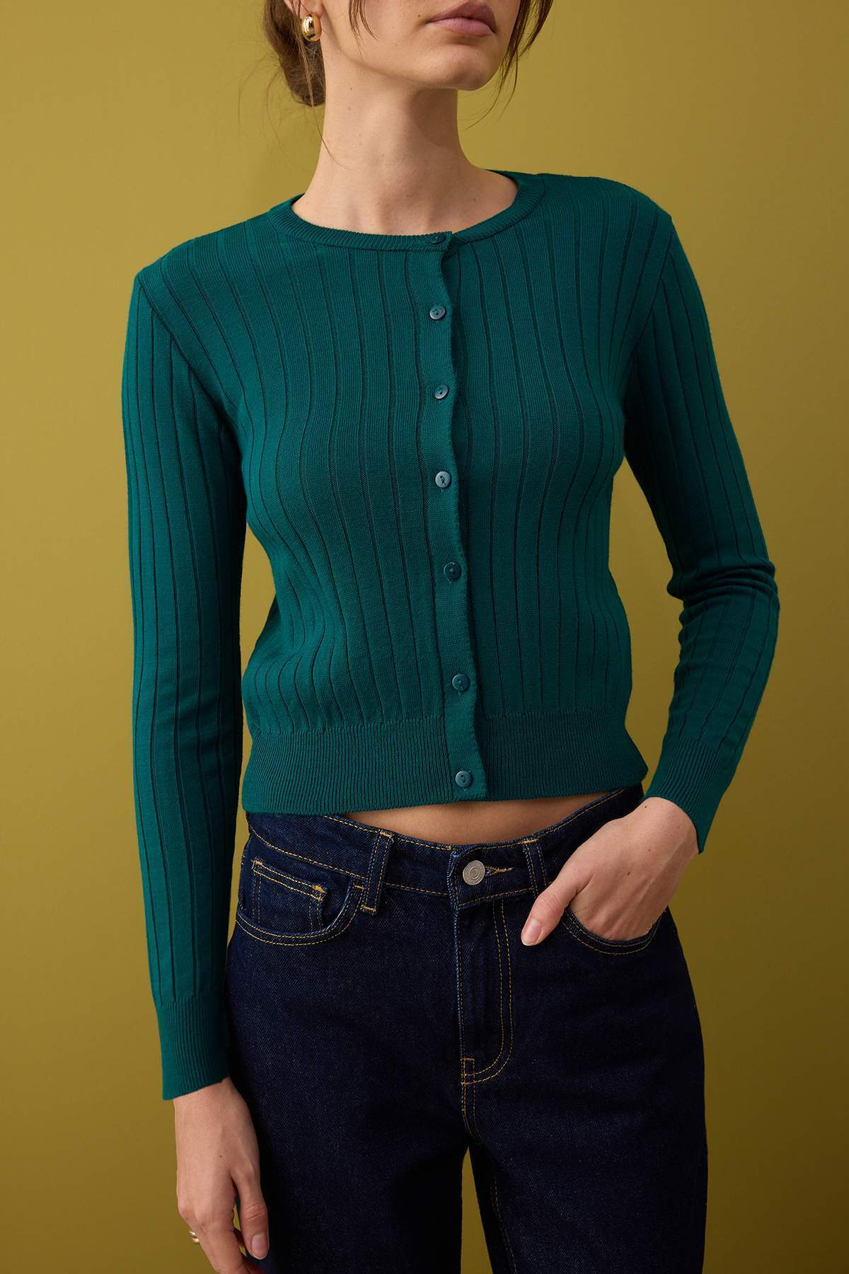 Trendyolmilla Bebe Mavisi 2'li Basic Triko Hırka-Bluz Takım TWOAW26HI00213