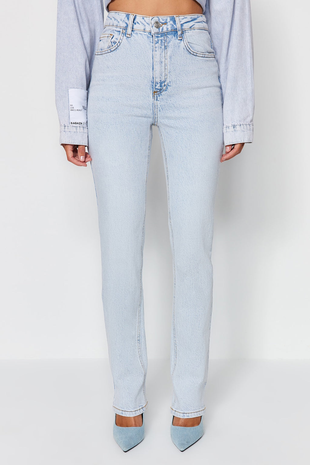 Trendyolmilla Antrasit Yüksek Bel Comfort/Esnek Bootcut Jeans TWOAW23JE00657
