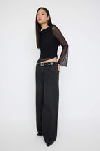 Trendyolmilla Ekru Soyut Animal Kayık Yaka Asimetrik Detaylı Fitted/vücuda Oturan Örme Bluz TWOAW26BZ00128