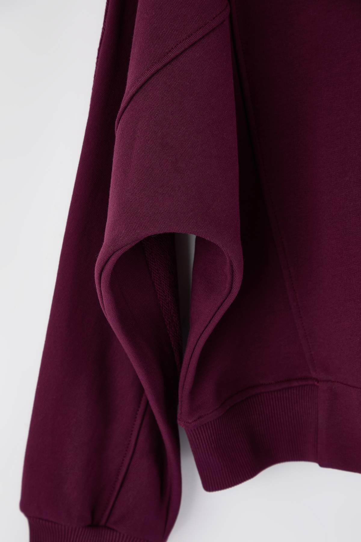 Trendyolmilla Mürdüm Premium Oversize/Geniş Kalıp Dik Yaka Kalın İçi Polarlı Örme Sweatshirt TWOAW26SW00205