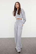 Trendyolmilla Gri Ince Ekstra Yüksek Bel Wide Leg/Geniş Kesim Pantolon TWOAW25PL00026