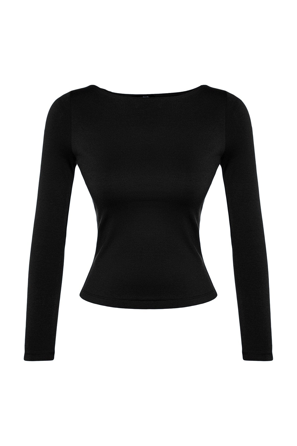 Trendyolmilla Kahverengi Pamuklu Kayık Yaka Fitted/Vücuda Oturan Esnek Bluz TWOAW24BZ00166