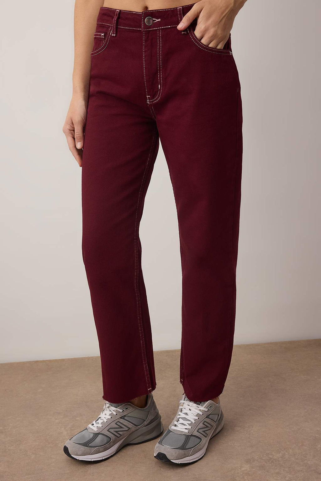 Trendyolmilla Haki Paçası Kesikli Yüksek Bel Straight Jeans TWOAW25JE00307