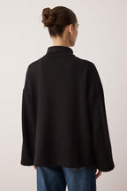 Trendyolmilla Petrol Dik Yaka Fermuarlı ve Cepli Relaxed/Rahat Kalıp Örme Sweatshirt TWOAW26SW00187