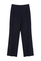 Lacivert Keten GörünümlüWide Leg/Geniş Paça Yüksek Bel Dokuma Pantolon TWOSS24PL00169