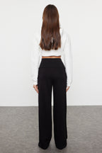 Trendyolmilla Antrasit Ince Ekstra Yüksek Bel Wide Leg/Geniş Kesim Pantolon TWOAW25PL00026