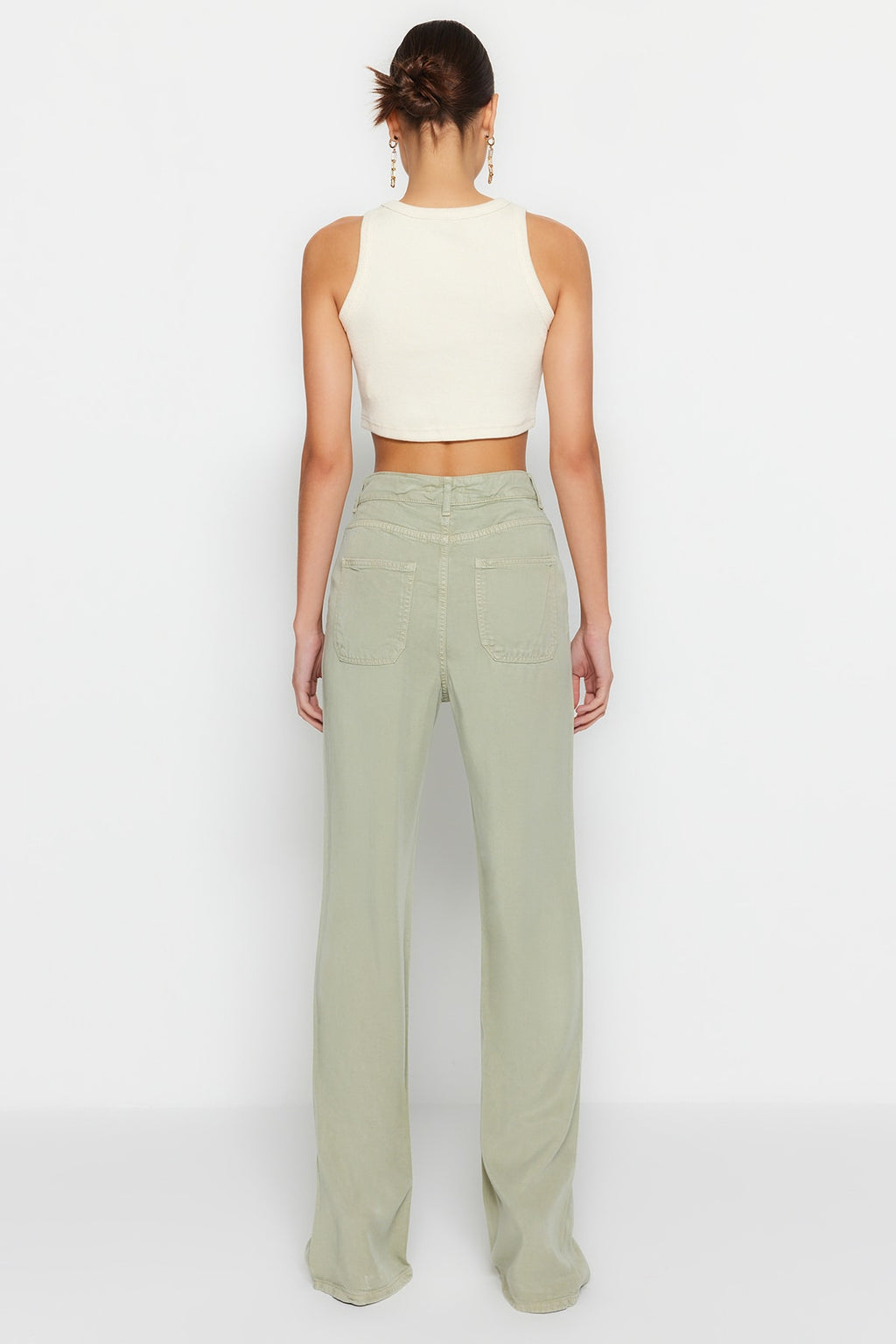 Trendyolmilla More Sustainable Mint %100 Tencel™ Düşük Bel Wide Leg Jeans TWOSS23JE00219