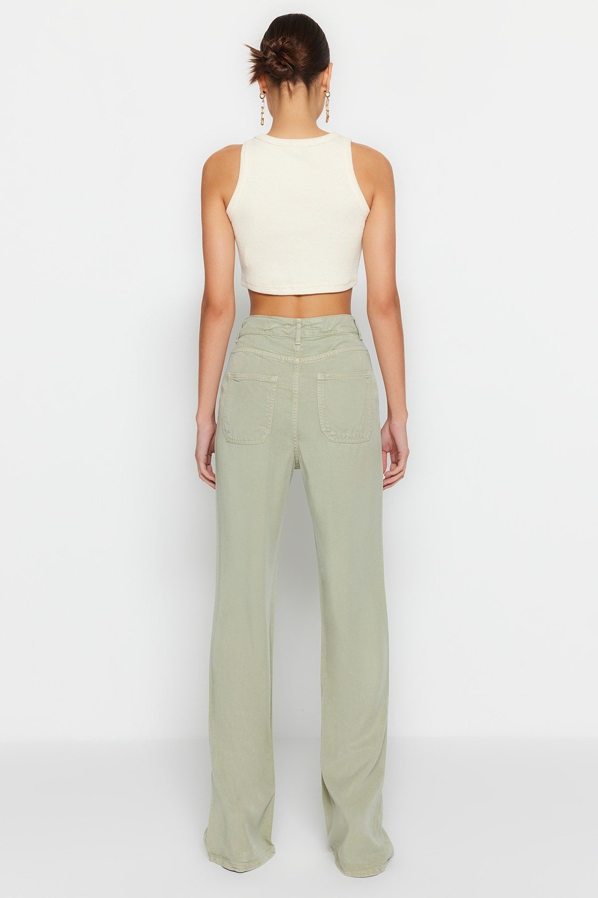 Trendyolmilla More Sustainable Mint %100 Tencel™ Düşük Bel Wide Leg Jeans TWOSS23JE00219