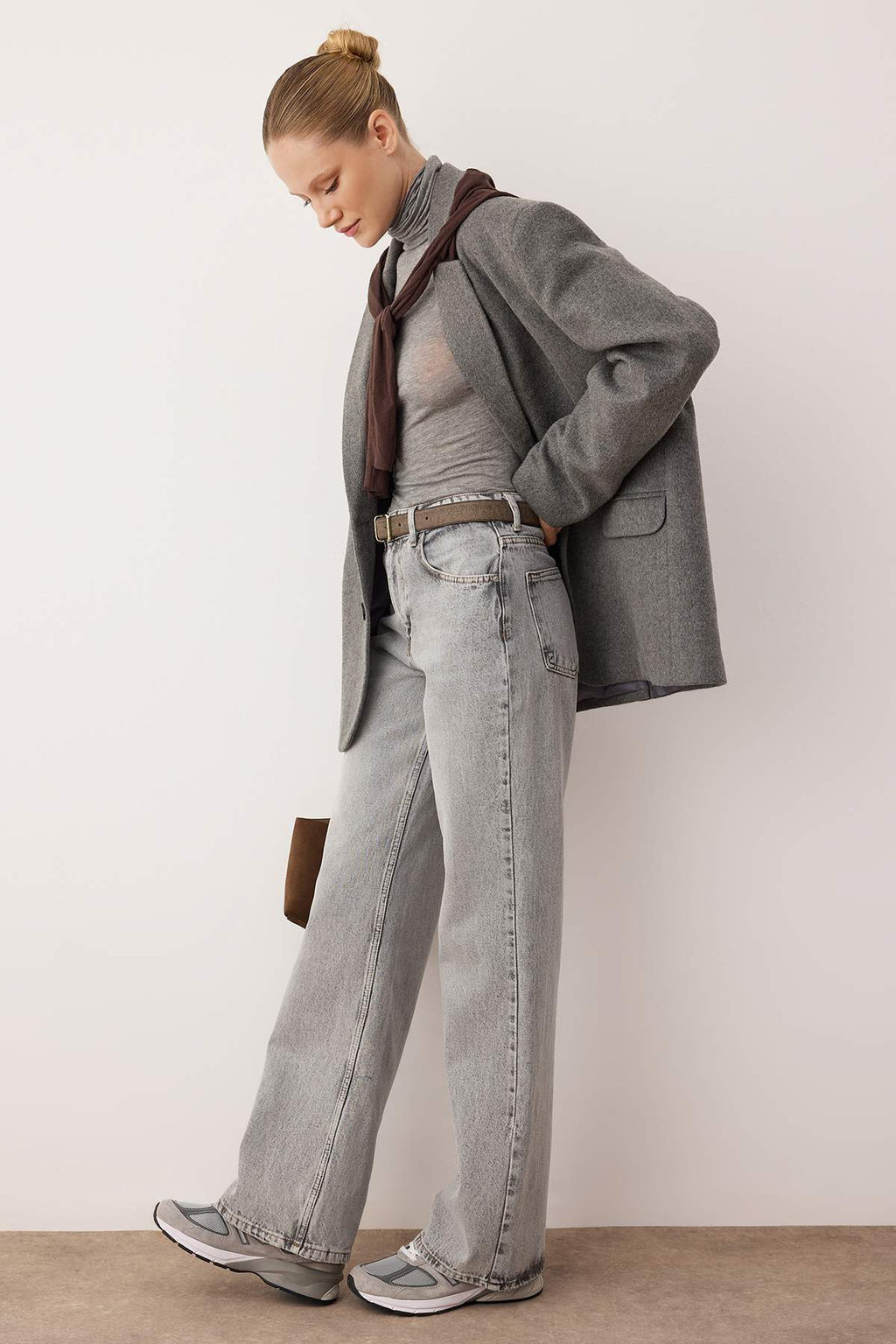 Trendyolmilla Gece Mavisi Yüksek Bel Wide Leg Jeans TWOSS25JE00172