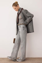 Trendyolmilla Gece Mavisi Yüksek Bel Wide Leg Jeans TWOSS25JE00172