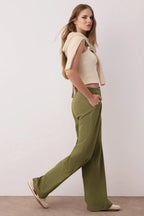 Trendyolmilla Siyah Pilili Wide Leg/Geniş Paça Dokuma Pantolon TWOAW25PL00109 Palazzo