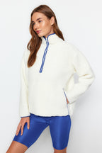 Trendyolmilla Lacivert Peluş Örme Spor Sweatshirt THMAW23SW00021