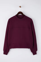 Trendyolmilla Mürdüm Premium Oversize/Geniş Kalıp Dik Yaka Kalın İçi Polarlı Örme Sweatshirt TWOAW26SW00205