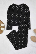 Trendyolmilla Siyah %100 Pamuklu Puantiye ve Kalpli Örme Pijama Takımı THMAW25PT00039