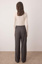 Trendyolmilla Gri Wide Leg/Geniş Paça Yüksek Bel Dokuma Pantolon TWOAW26PL00036