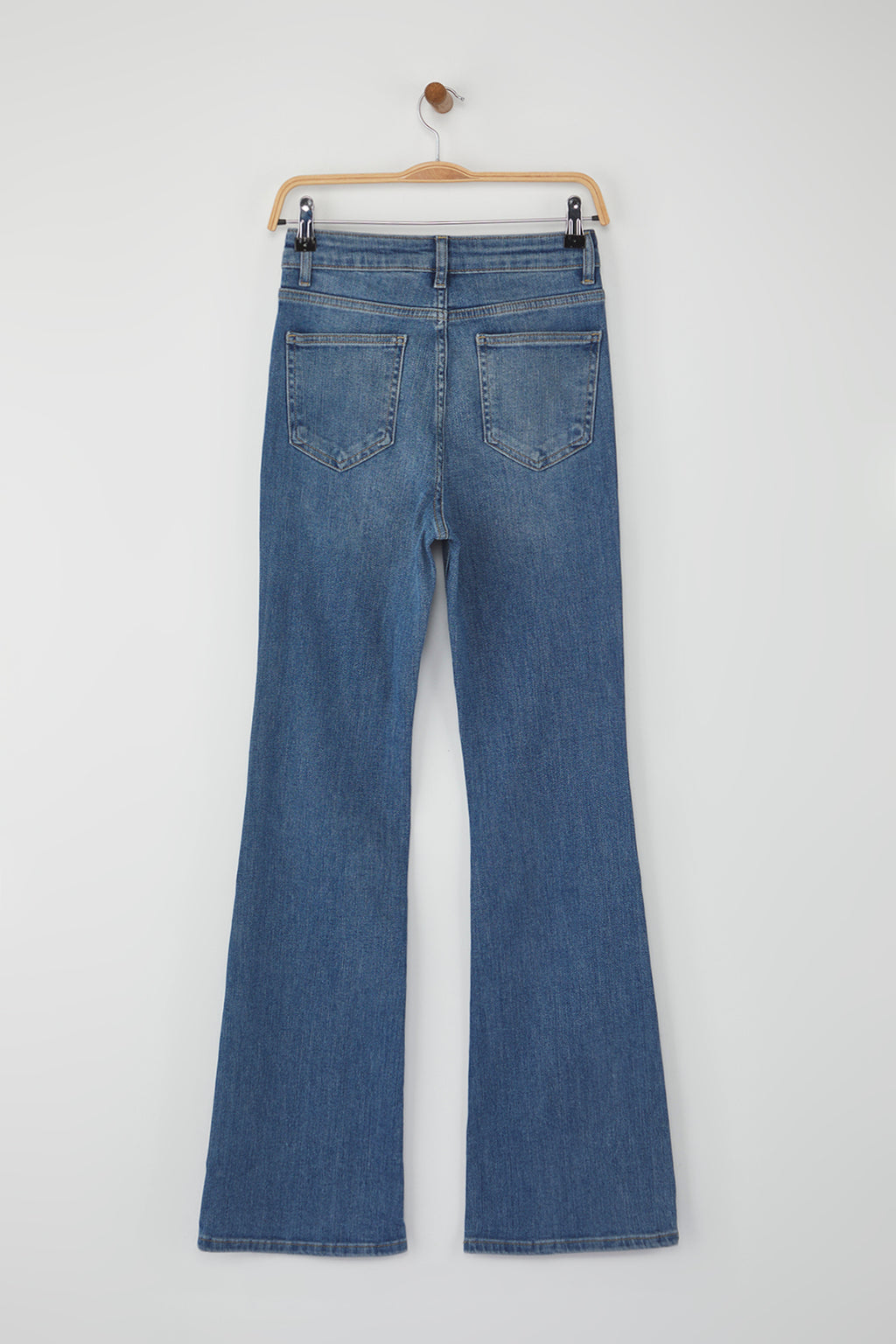 Trendyolmilla Mavi Yüksek Bel Comfort/Esnek İspanyol Paça Flare Jeans TWOAW26JE00095
