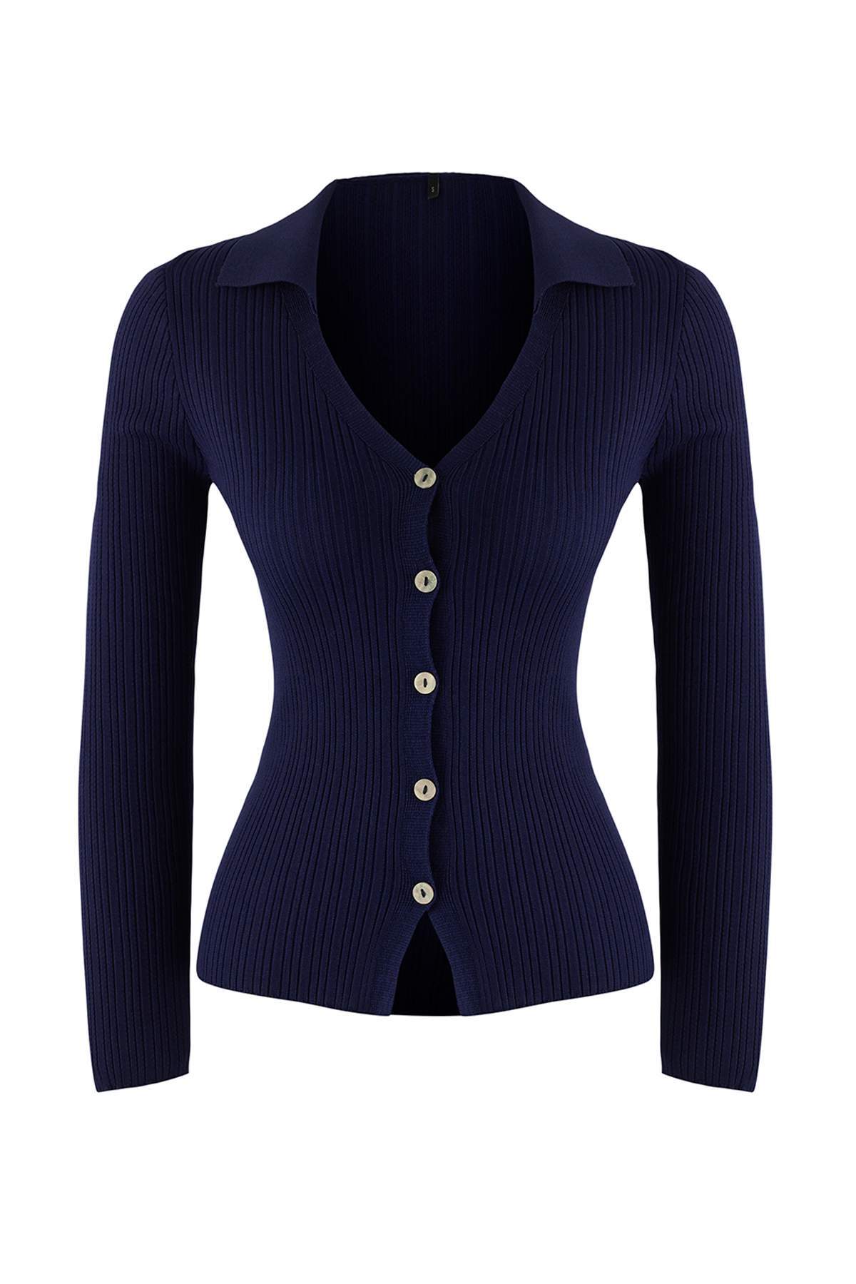Trendyolmilla Wardrobe Essentials Yağ Yeşili Fitted/Vücuda Oturan Merserize Görünümlü Triko Hırka TWOAW26HI00113