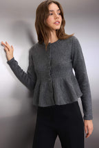Trendyolmilla Bordo Bisiklet Yaka Etek Ucu Volanlı Triko Hırka TWOAW26HI00232