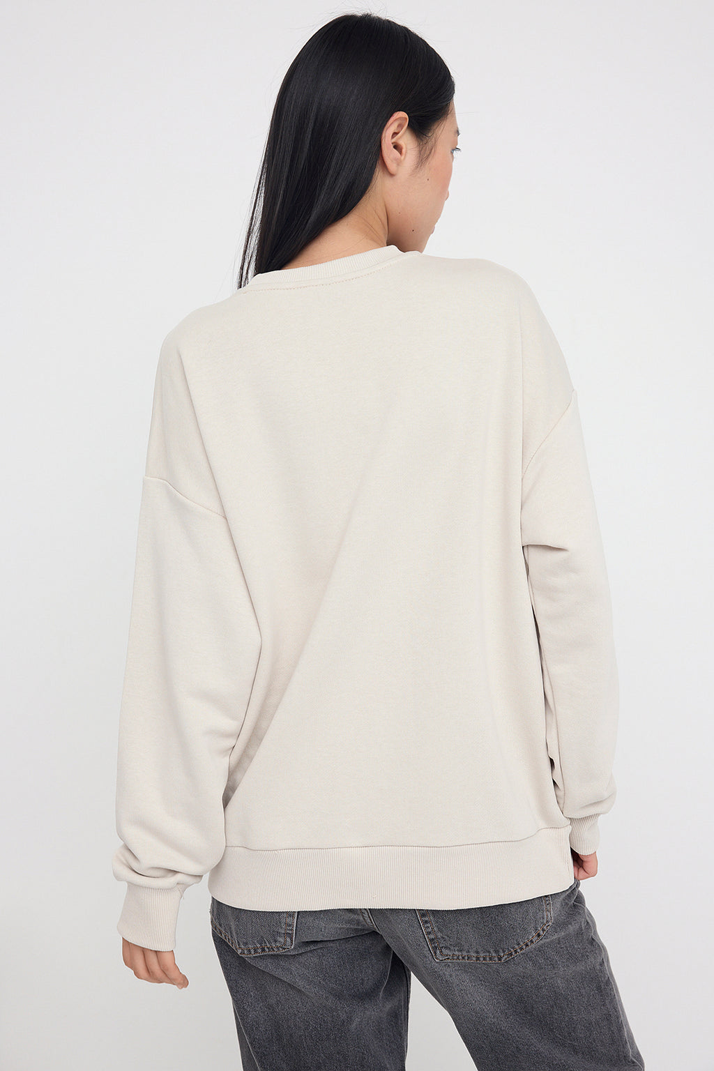 Trendyolmilla Zümrüt Yeşili Oversize/Bol Kesim Bisiklet Yaka Kalın Şardonsuz Örme Sweatshirt TWOAW26SW00029