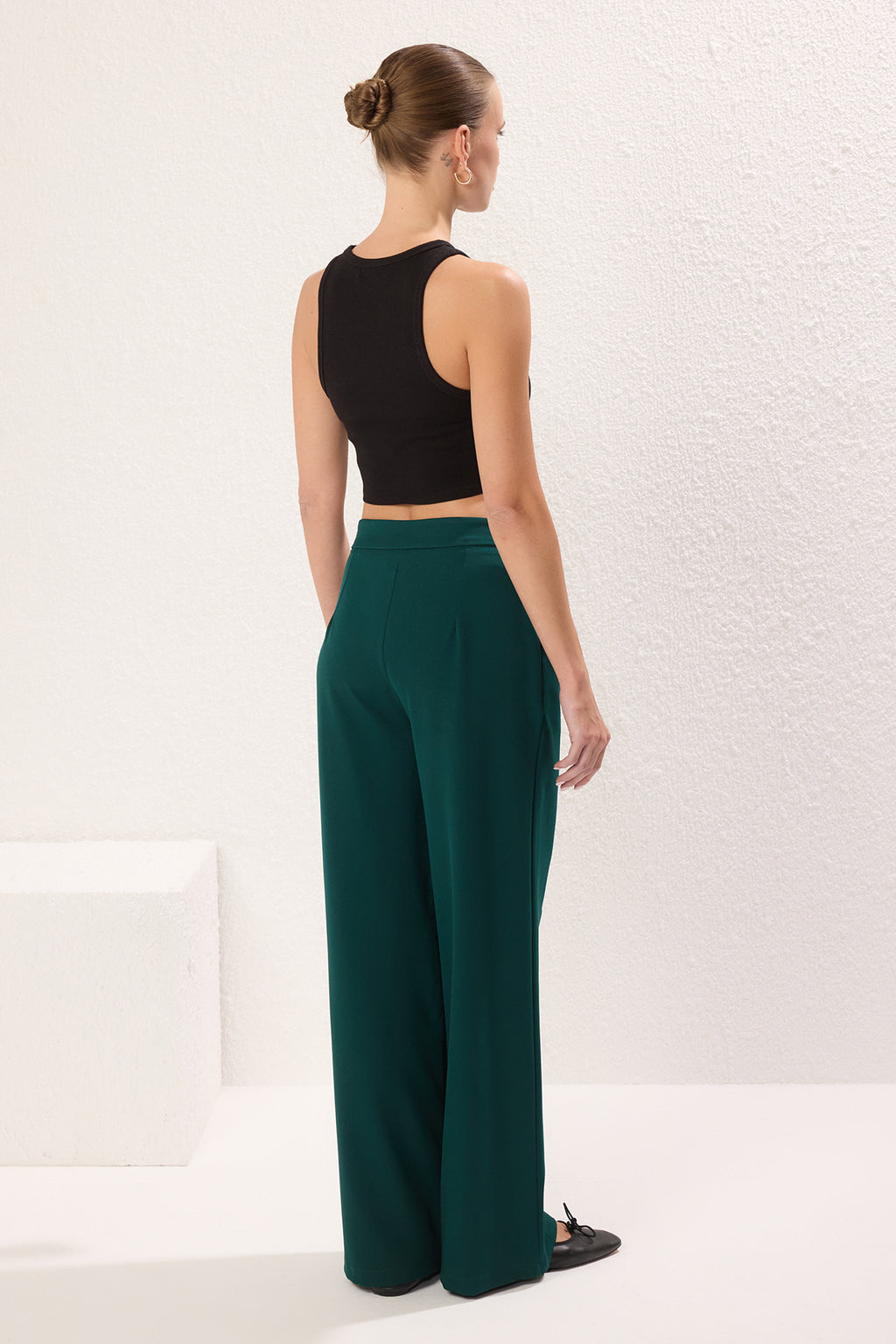 Trendyolmilla Açık Mavi Wide Leg/Geniş Paça Pilili Dokuma Kumaş Pantolon TWOSS21PL0189