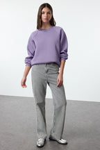 Trendyolmilla Lila Relaxed/Rahat Kalıp Basic Reglan Kol Bisiklet Yaka Örme Sweatshirt TWOAW24SW00104