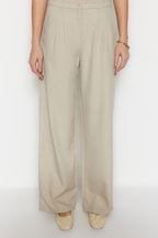 Trendyolmilla Vizon Wide Leg/Geniş Paça Pilili Dokuma Pantolon TWOAW22PL0475