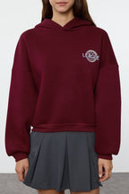 Trendyolmilla Mint Sırt Baskı Detaylı Kapüşonlu Kalın İçi Polarlı Örme Sweatshirt TWOAW22SW0711