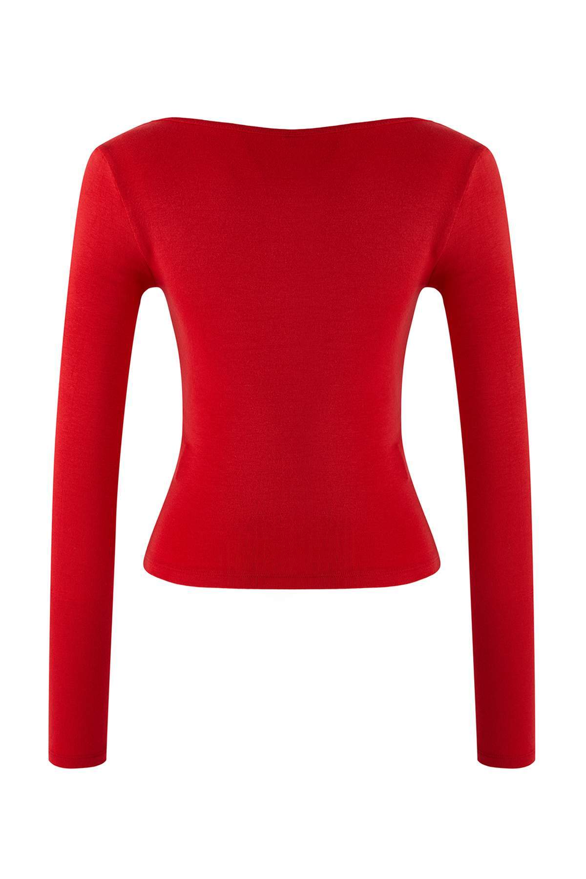 Trendyolmilla Siyah Fırfırlı Fitted/Vücuda Oturan Örme Bluz TWOAW26BZ00287