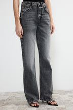 Gri More Sustainable Soluk Efekt Vintage Yüksek Bel Wide Leg Jeans TWOSS24JE00018